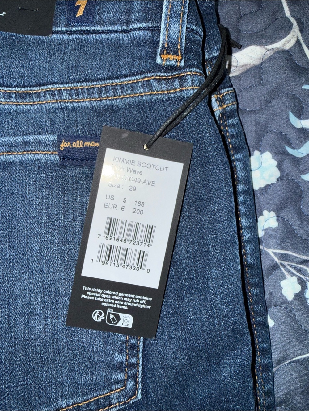 7 For All Mankind Dark Blue Boot-Cut Jeans - Picture 6 of 7